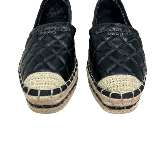 Karl Lagerfeld Paris DALIA Leather Quilted Platform Espadrilles women's sz 6.5 - Picture 3 of 12